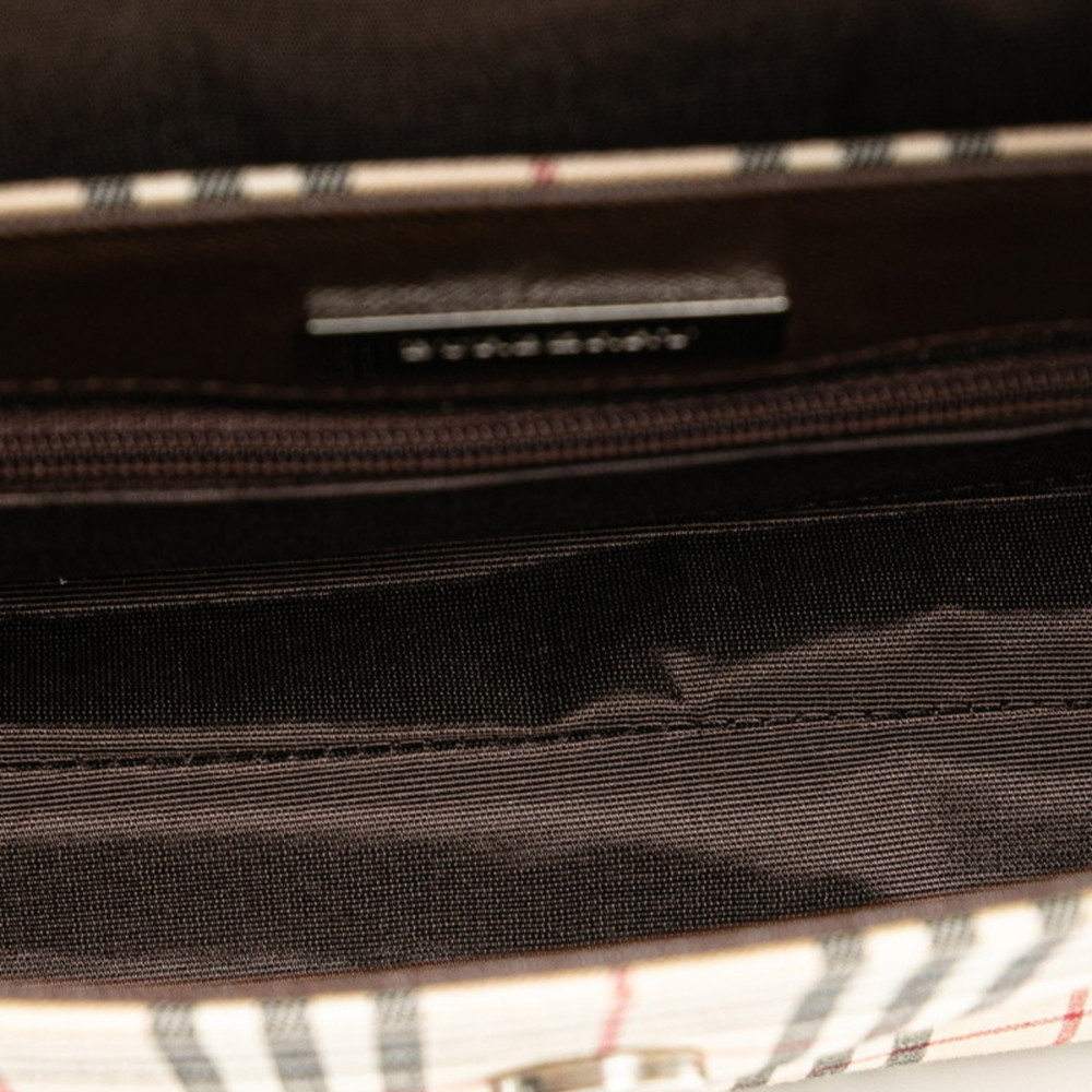 BURBERRY Beige Brown Canvas Leather Handbag - Picture 5 of 8